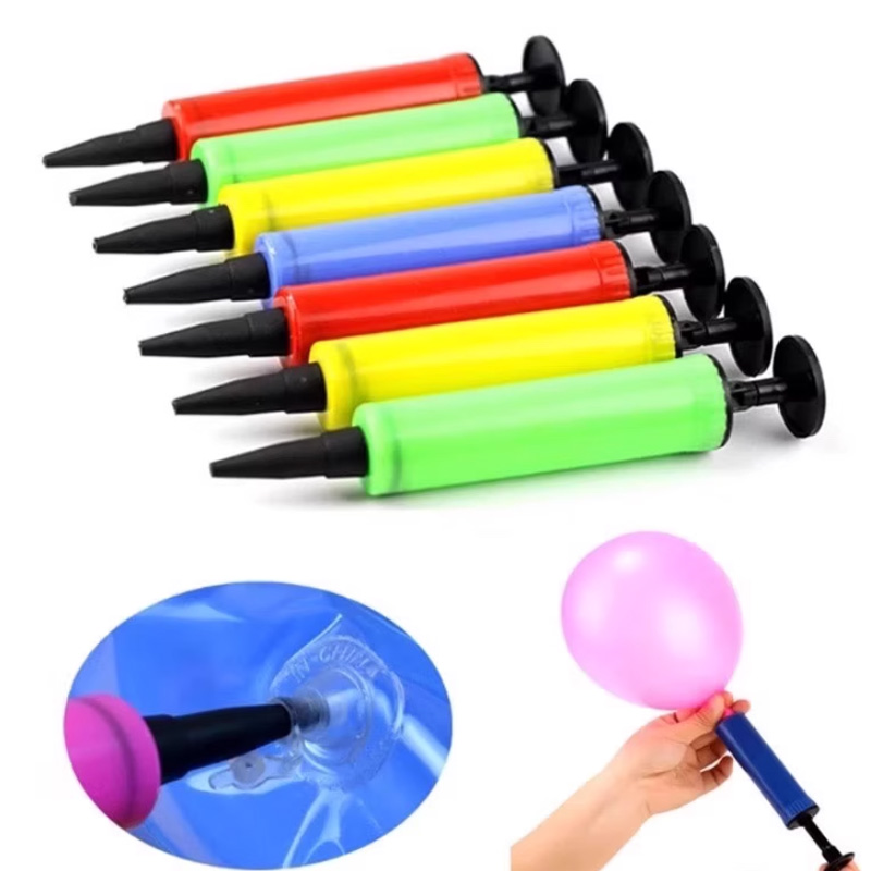 Balloon Pump Hand - 1pc ランダムカラーポータブルミニインフレータプラスチックハンドプッシュバルーンインフレータ小型エアポンプバルーンアクセサリー