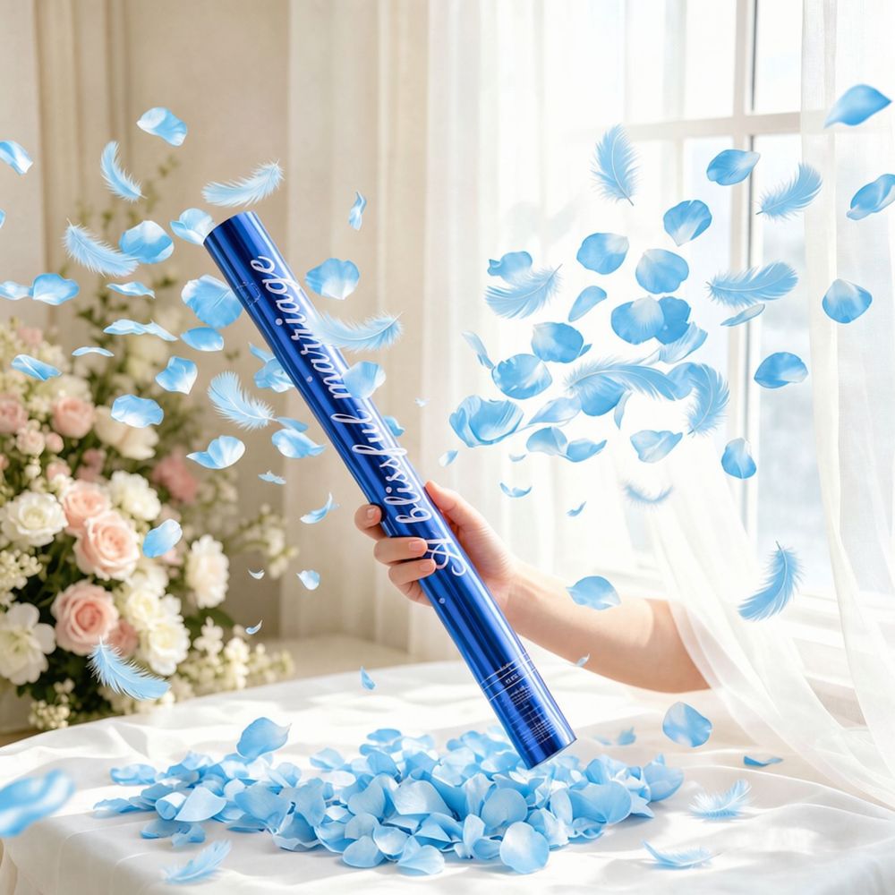Confetti Cannon Tube - 紙吹雪キャノン、手持ち式、結婚式やパーティーの装飾、紙の花びらや羽根を発射、ロマンチックな記念日や祝祭イベントの小道具。