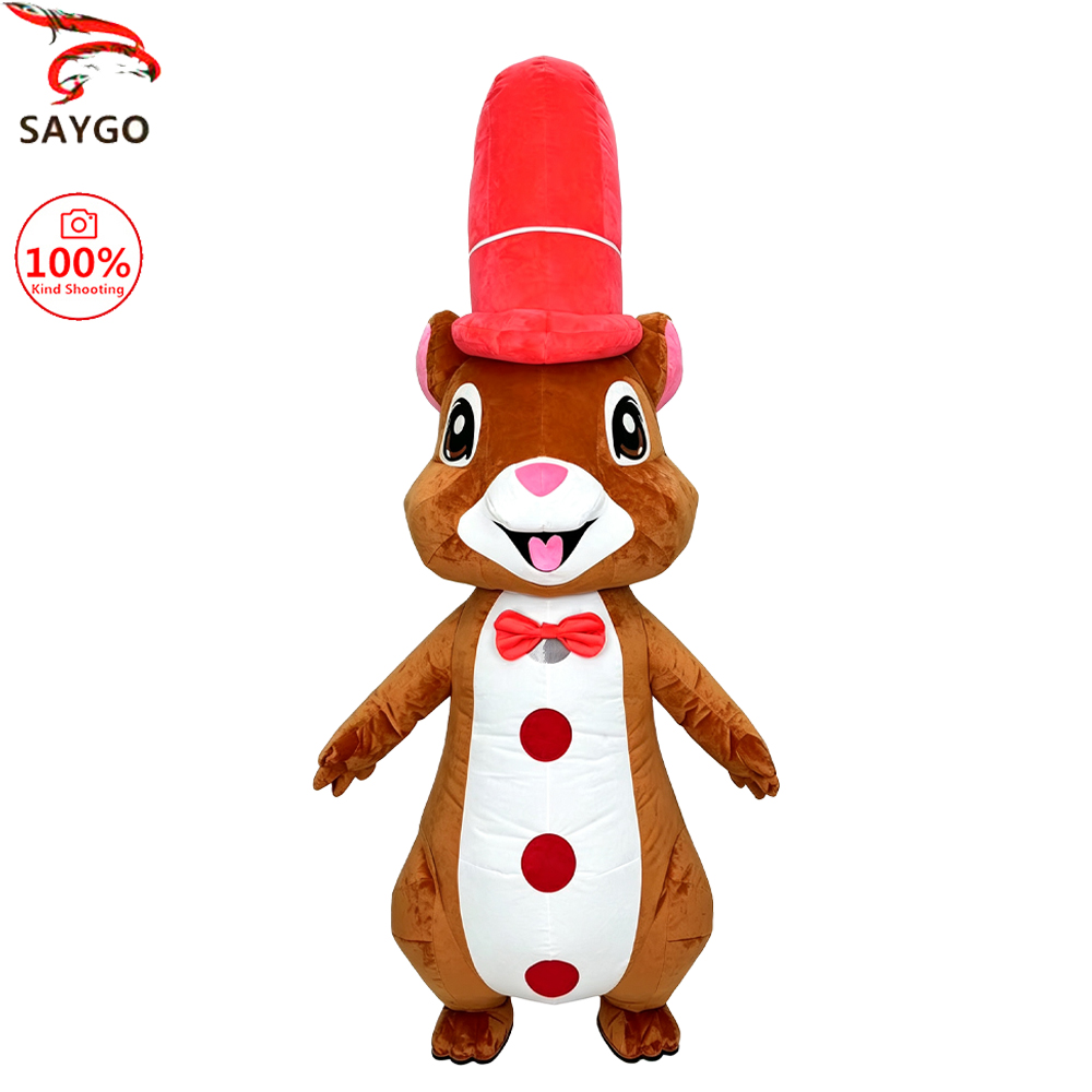 Event Party - SAYGO 赤い帽子をかぶったリスの着ぐるみ、マスコットパレード用、大人用、コスプレ、クリスマス、ハロウィンパーティー、イベント、ぬいぐるみセット