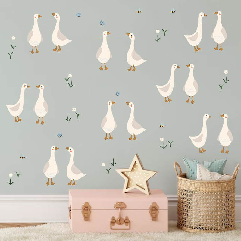Flower Wall Panel - かわいいアヒルの子ウォールステッカー面白いアヒルの花デカール PVC 自己粘着ビニール壁画ベビーキッズルーム保育園家の装飾壁紙