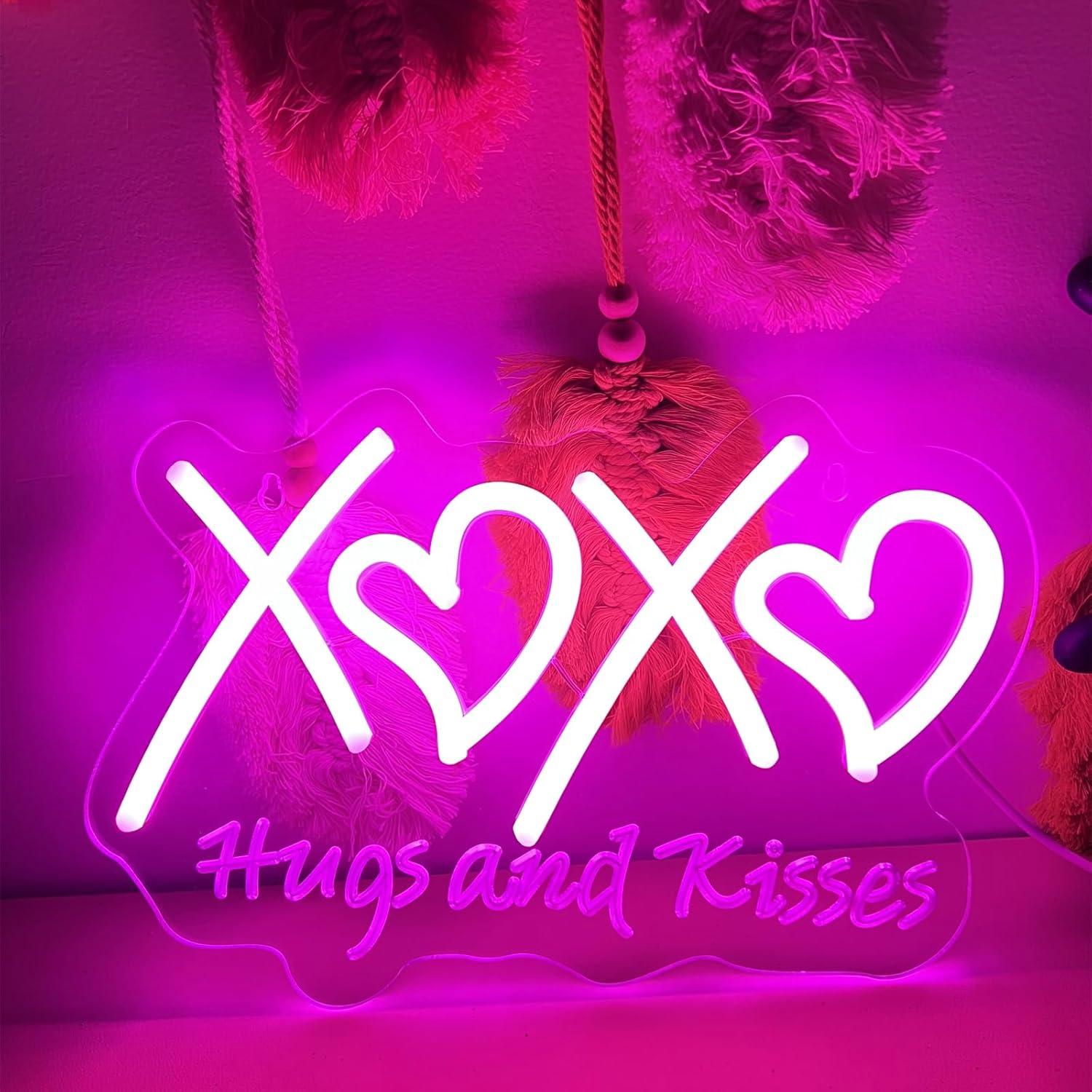 XOXO ネオンサイン。抱擁とキスを表現した、USB電源式の - Neon Sign Party のレビューと価格