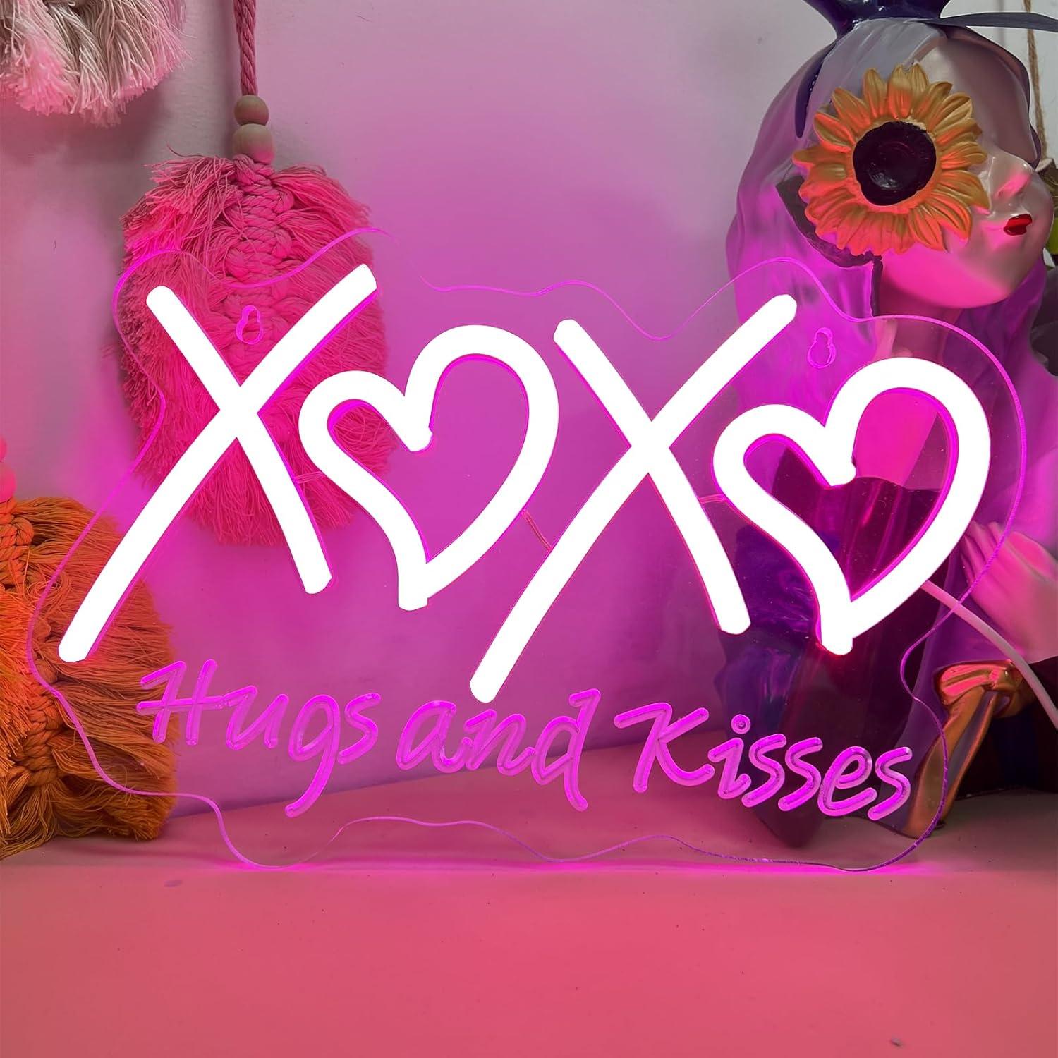 XOXO ネオンサイン。抱擁とキスを表現した、USB電源式の - Neon Sign Party のレビューと価格