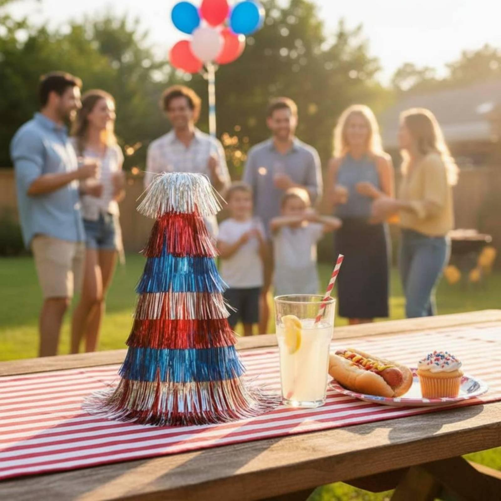 弾力性のあるあご紐付き、きらめく装飾が施された、メモリアルデ - Party Hat Cone のレビューと価格