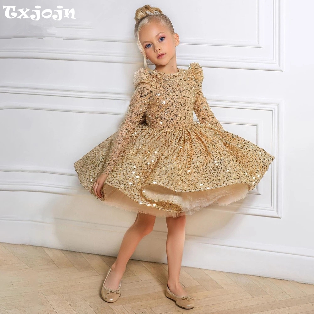 ゴールデンスパンコールチュールプリンセスドレス女の子の誕生日 - Glitter Tablecloth のレビューと価格