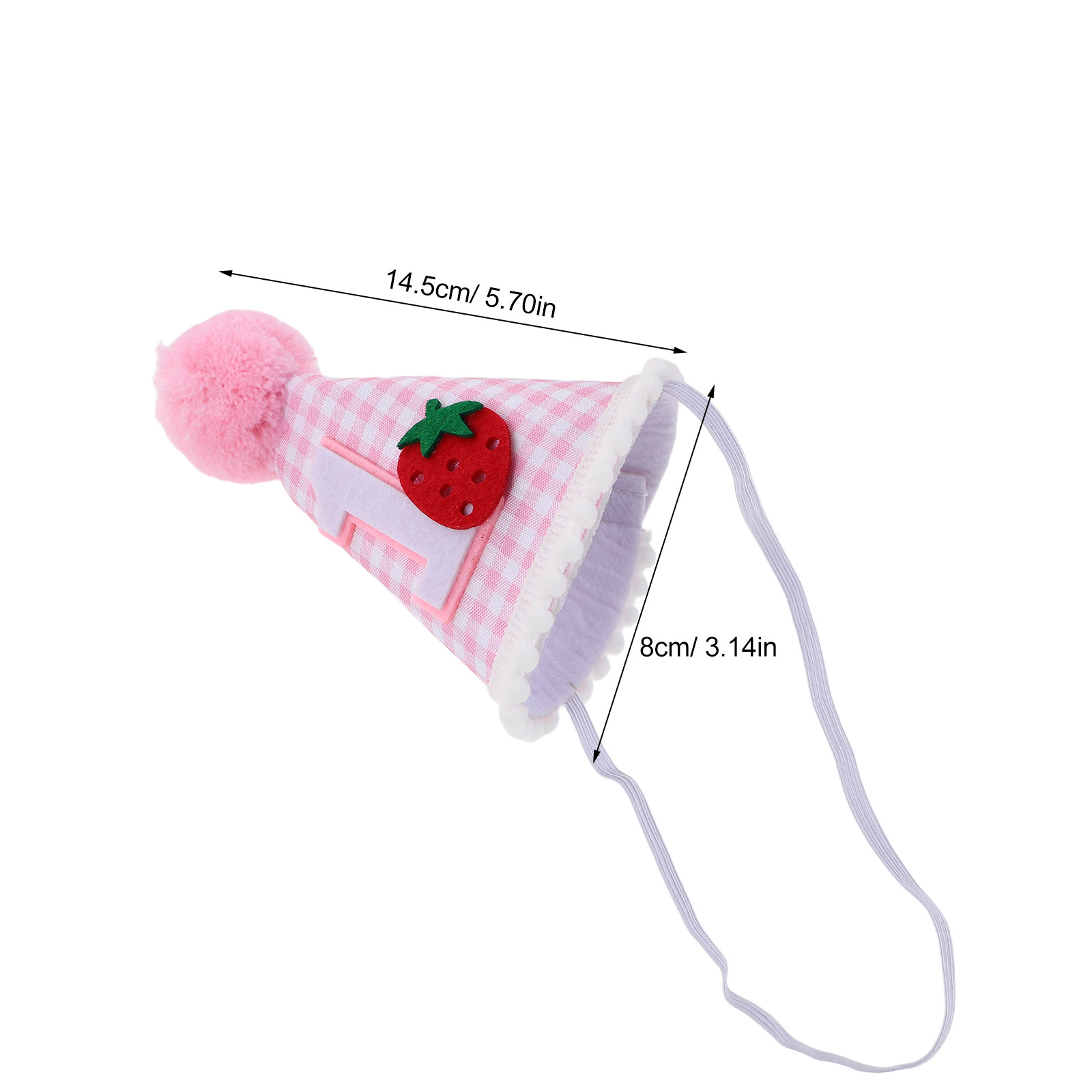 いちご柄の誕生日帽子。1歳のお誕生日パーティーにぴったり。肌 - Party Hat Cone のレビューと価格