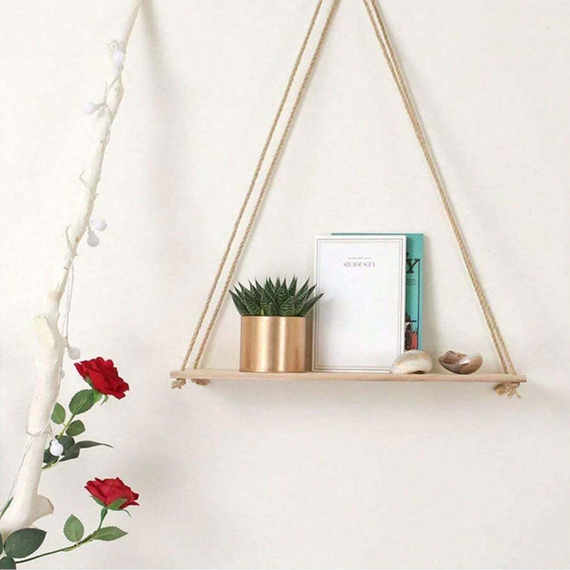 木製スイングぶら下げ麻ロープ壁棚マウントフローティングホーム - Flower Wall Panel のレビューと価格