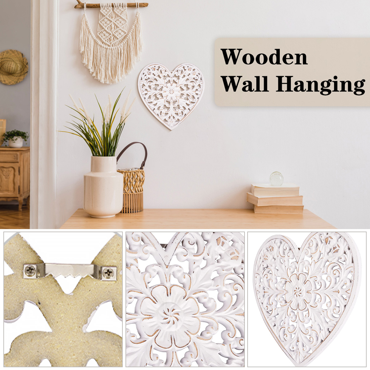 木製壁装飾花中空彫刻壁パネル吊り装飾素朴な壁アート彫刻家の壁 - Flower Wall Panel のレビューと価格