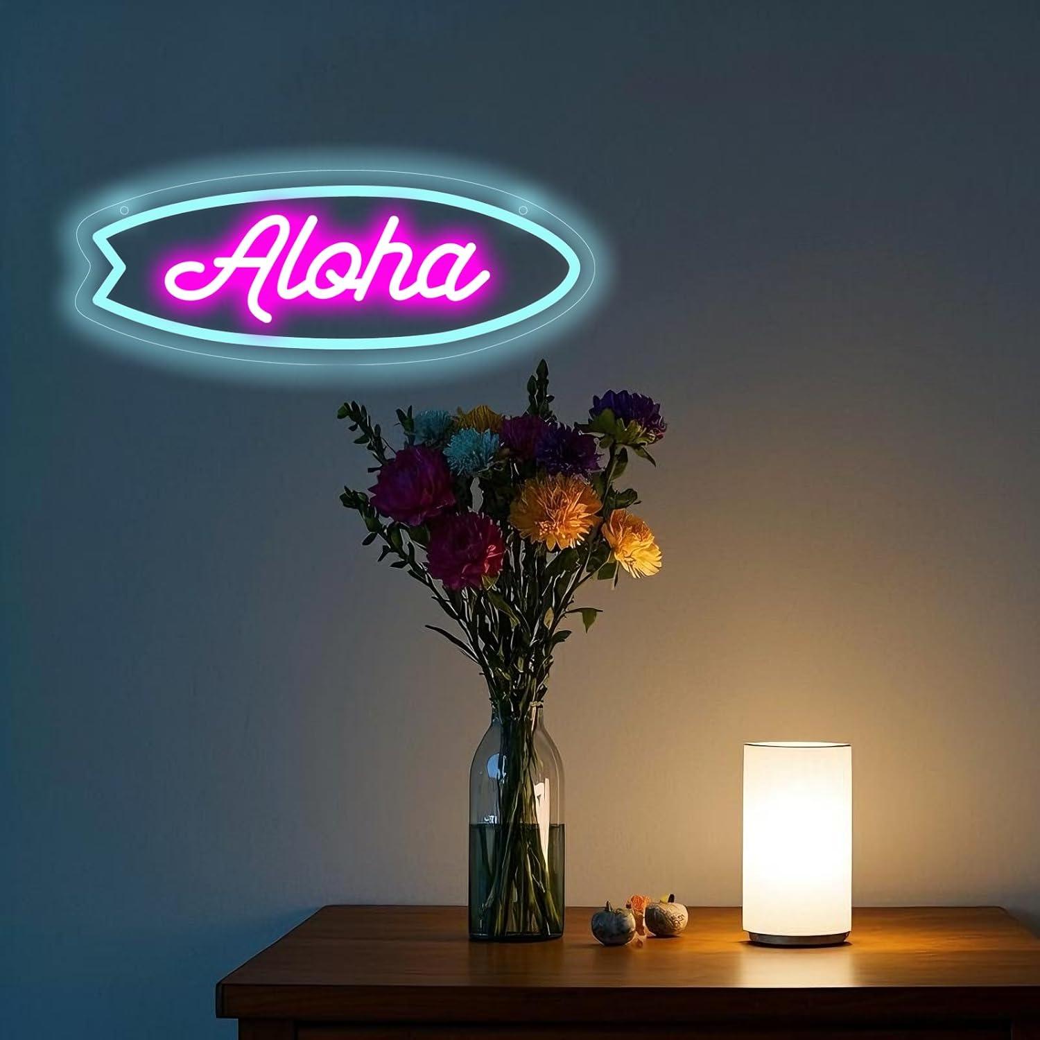 アロハサーフボードのネオンサイン。トロピカルなハワイアンデザ - Neon Sign Party のレビューと価格